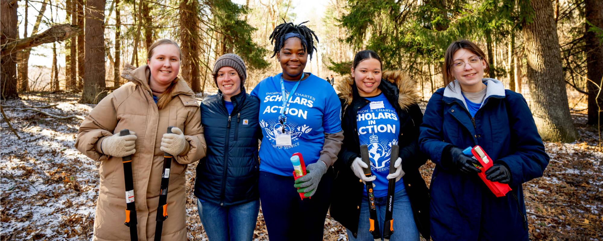 students cleaning the forest